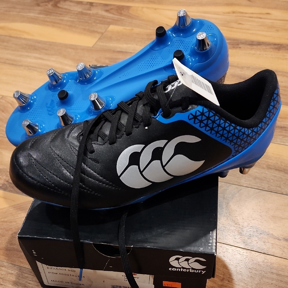 Canterbury Stampede 2.0 SG Men's Black and Blue Rugby Shoes